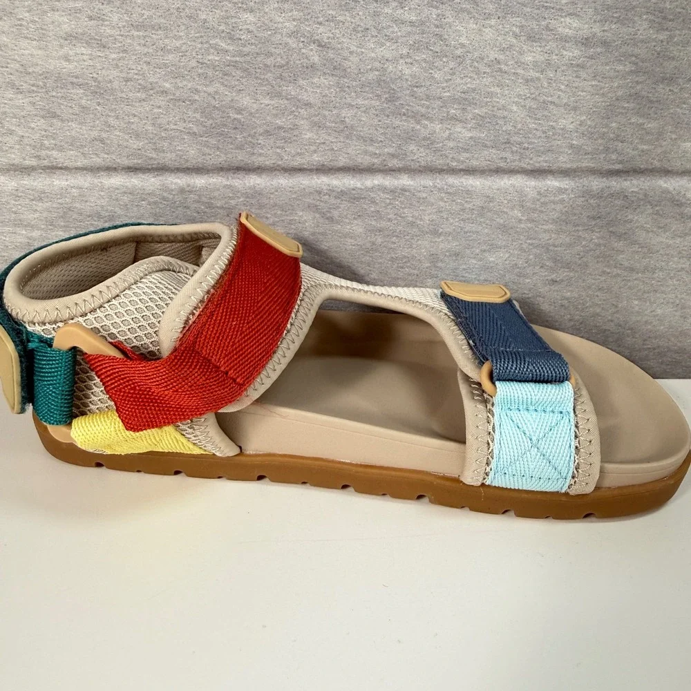 Zara Kids Girls Size‎ 33 Sport Sandals Beige Red Blue Colorblock Casualcore